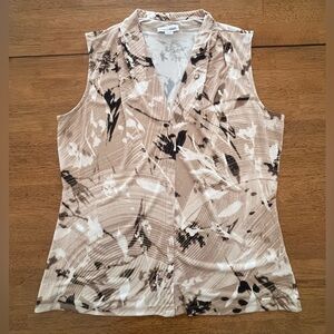 Calvin Klein Beige and Black Abstract Blouse